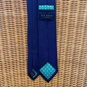 Ted Baker Blue and Pink Dot with Black geometric accent Men's Tie